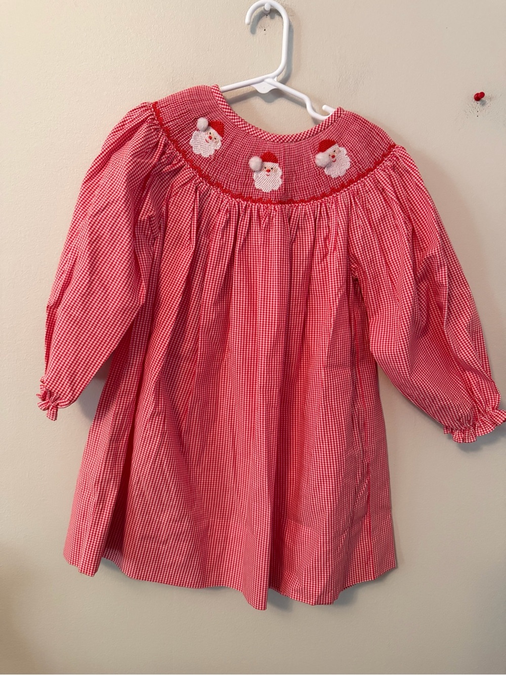 Lillie & Lilah Red Gingham Santa Smocked Dress